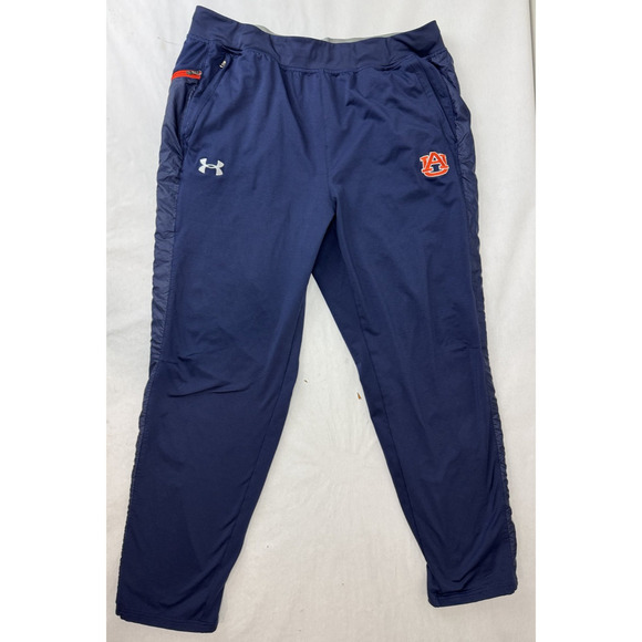 Auburn Tigers Men's Coldgear Track Pants Fitted Under Armour Ankle Zip XL Blue - Picture 1 of 12